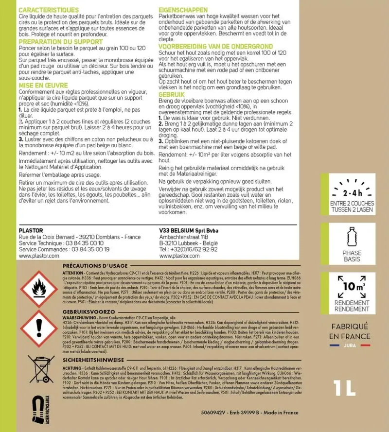Plastor Cire liquide parquet 1L - consignes.webp