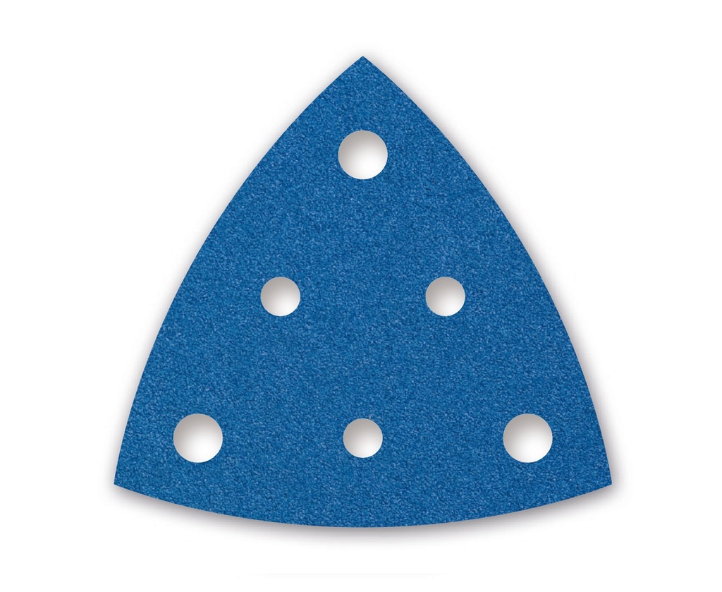 Abrasif Triangle Velcro 6 trous bleus par pack