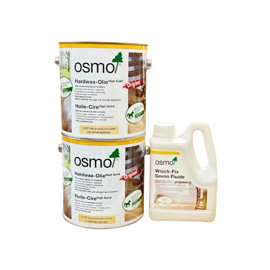 OSMO 3032 original huile cire mat incolore - 2 x 2,5 l + 1 l de savon fluide gratuit