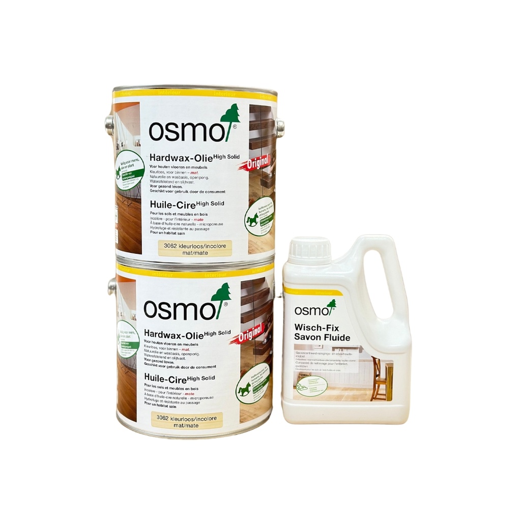 OSMO 3062 original huile cire mat incolore - 2 x 2,5 l + 1 l de savon fluide gratuit