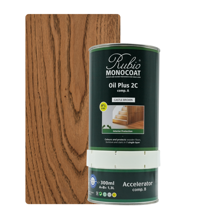 [Oil+2C 07-4] Rubio Monocoat Oil + 2C set - Goldlabel Castel Brown (1,3 l)