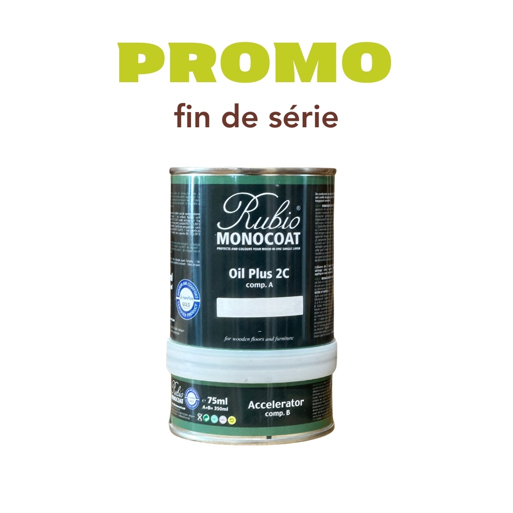 Promotion Rubiomonocoat Oil+ 2C 0,350 l (fin de série, remplacé par le 0,390 l)