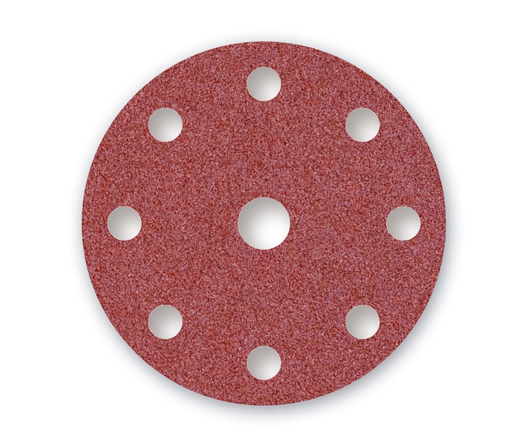 [231422024] Abrasif ø 150 mm Velcro 9 trous rouge par pack (grain 024 x 25 pc)