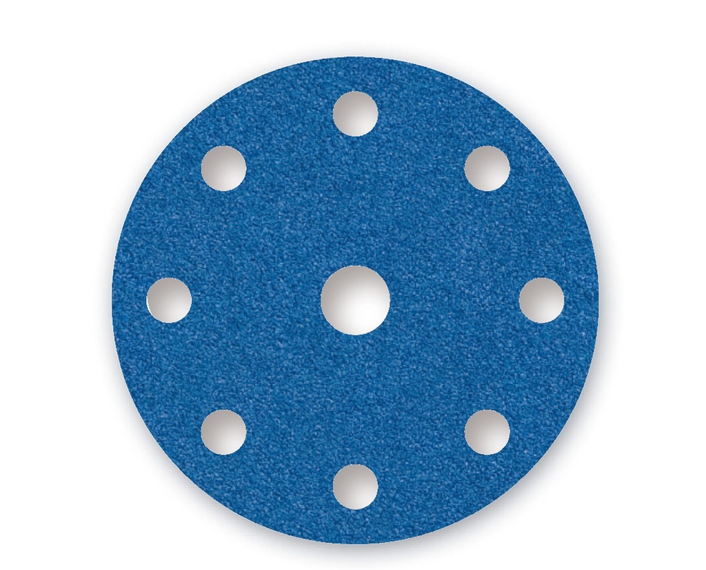 Abrasif ø 150 mm Velcro 9 trous bleus par unité d'emballage